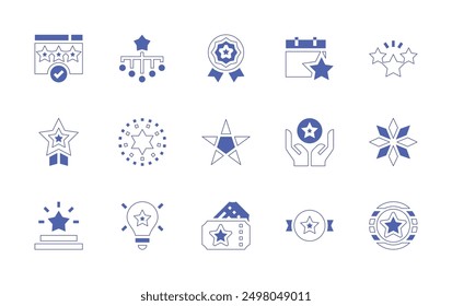 Star icon set. Duotone style line stroke and bold. Vector illustration. Containing rating, star, ticket, benefit, idea, medal, logic.