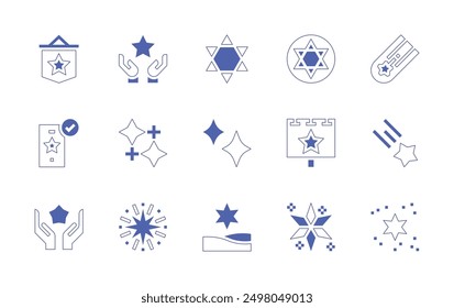 Star icon set. Duotone style line stroke and bold. Vector illustration. Containing stars, starofdavid, talent, star, shining, shootingstar, pennant, rating.
