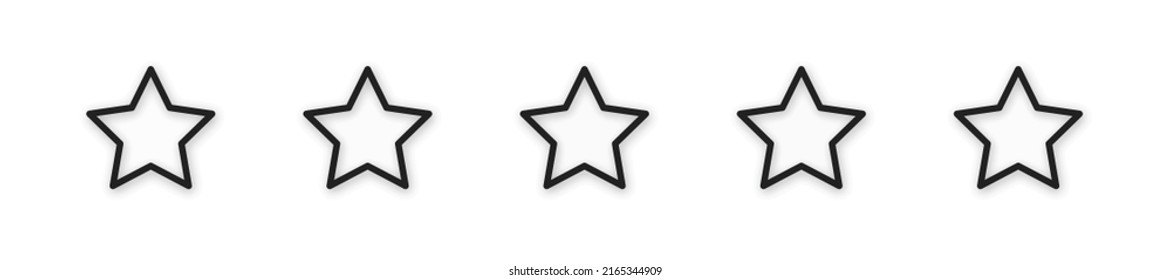 Star icon set. Five star rate. Gold stars icons collection. Vector isolated illustration.