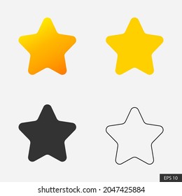 Star icon set in flat style design for website, app, UI, isolated on white background. EPS 10 vector illustration.