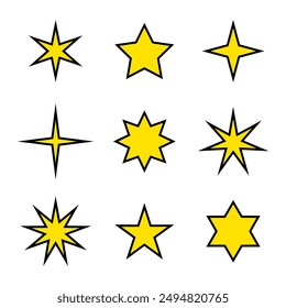 Star icon set in generic style. Stars sign symbol