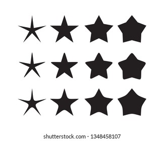 Star icon set, isolated on white background