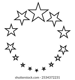 Star icon set. Line Circle star, big star, small star. Rating icon. Vector illustration.