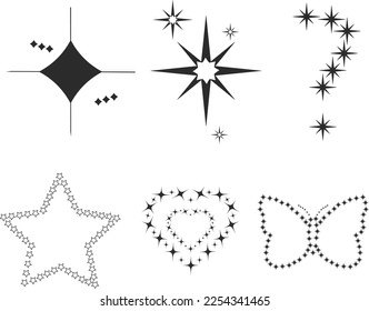 Star icon set, star mark icon set black vector