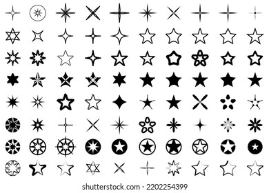 Juego de iconos de estrella. Moderna colección de estrellas simples. Ilustración del vector