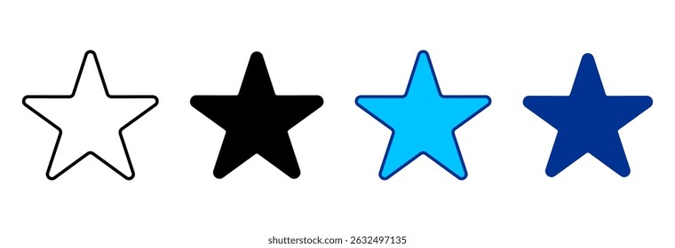 Ícone de estrela define ilustração de vetor de vários estilos