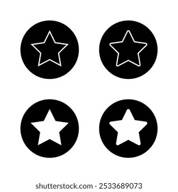 Star icon set on black circle. Stars, favorite sign symbol