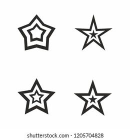 Star icon set on white background. 
