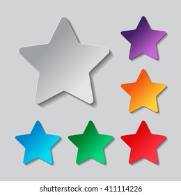 Star icon set. paper design with colored objects