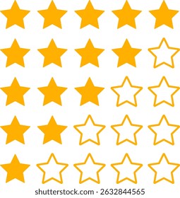 Conjunto de iconos de estrellas. clasificación de estrellas. luz brillante. Signo de destello del brillo de la estrella. símbolo de calificación del Cliente. Brillar el rayo de sol