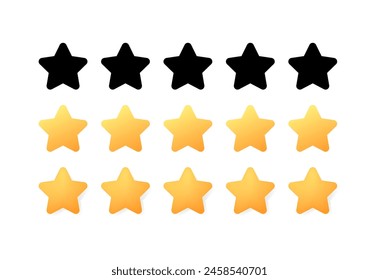 Star Icon Set. Star Rating. Silhouette  Flat Style. Vector icons