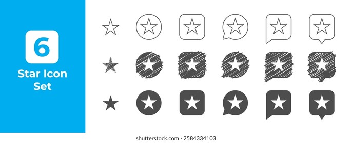 Star Icon Set for Rating and UI Design