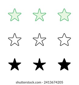 Juego de iconos de estrella. vector de icono de clasificación. icono de estrella favorita