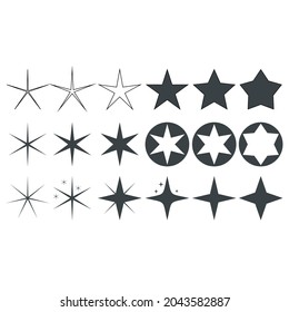 Star icon set. Shining star. Collection icon isolated in white background. Star symbol. Star decoration for christmas. Vector ilustration