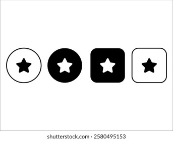 Star icon set. Simple star buttons collection. Round corners. Rating or feedback icon
