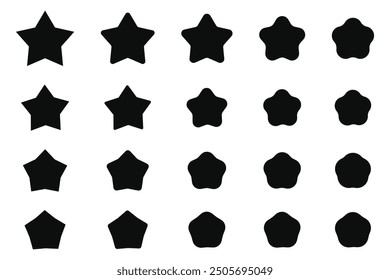 Star icon set. Stars flat line icons set. Starry night, falling star, glow, glitter burst vector illustrations. Outline signs for glossy material property. Pixel perfect. Editable Strokes. Star vector