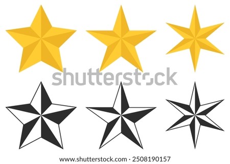 Star icon set in trendy style isolated on white background.