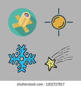 star icon set. vector set about shooting star, satellite, sun and snowflake icons set.