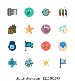 star icon set. vector set about starfish, christmas present, lights and eclipse icons set.