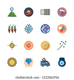 star icon set. vector set about christmas tree, telescope, solar system and lens icons set.