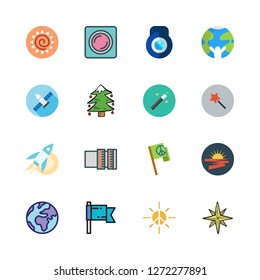 star icon set. vector set about satellite, sun, rocket and lens icons set.