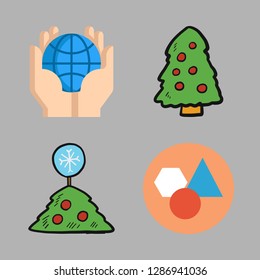 star icon set. vector set about planet earth, geometry and christmas tree icons set.