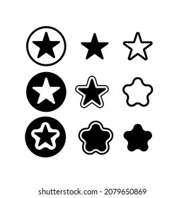 star icon set vector black color on white background. Star icons set on a white background. Vector