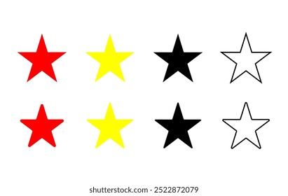 Ícone de vetor de estrela definido. dourado, amarelo, preto, estrela branca. isolado no fundo branco. Ilustração vetorial