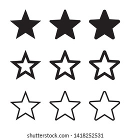 Star icon, set of vector star icons isolated on white background.