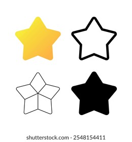 Ícone de estrela definido. Ilustração vetorial.