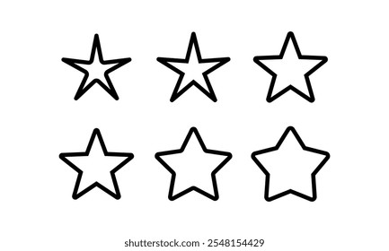 Ícone de estrela definido. Ilustração vetorial.