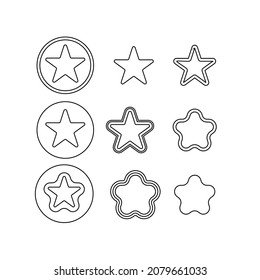 Stern-Symbol-Set, Vektorgrafik, weiße Farbe auf weißem Hintergrund