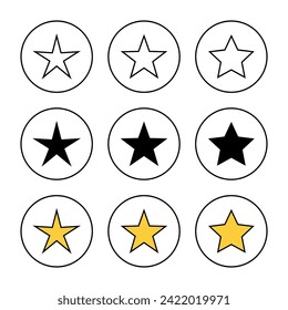 vector conjunto de iconos de estrella. signo de clasificación y símbolo. icono de estrella favorita