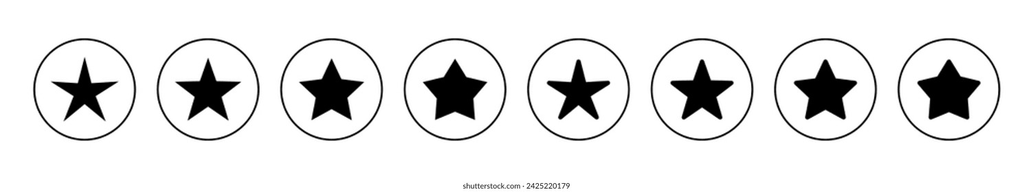 Vector de conjunto de iconos de estrellas. símbolo y signo de clasificación. icono de estrella favorito
