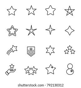 Star icon set vector. Sign and Symbol concept. Thin line icon theme. White isolated background. Illustration vector.