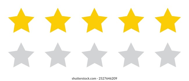 Star Icon Set. Vector Yellow Five-Star Customer Feedback and Rating Design