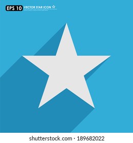 Star icon with shadow on blue background