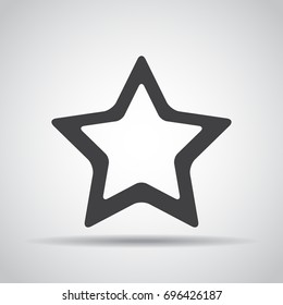 Star icon with shadow on a gray background. Vector illustration