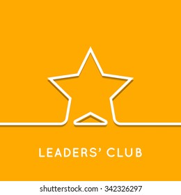 Star icon with shadow on orange background. Vector illustration for holiday patriotic design. For party poster, greeting card, banner or invitation. Line style. Border for web page or presentation.