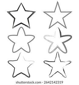Star icon shape. Outline star symbol. Hollow vector star. Decorative five point.