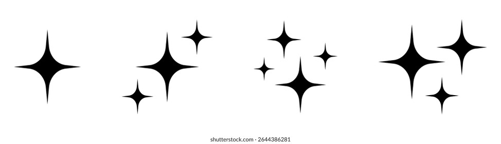 Star icon. Shine icon. Twinkling stars set. Symbol of sparkle, glint, gleam, etc.