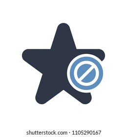 Star icon, signs icon with not allowed sign. Star icon and block, forbidden, prohibit symbol. Vector illustration