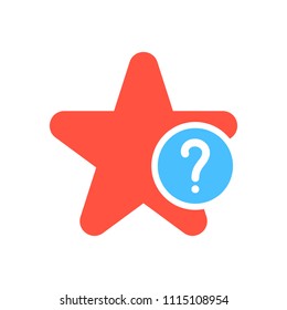Star icon, signs icon with question mark. Star icon and help, how to, info, query symbol. Vector illustration