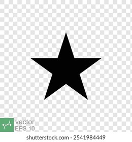 Star icon. Simple flat style. Black star icon isolated on transparent background. Vector illustration EPS 10. Can be used as a PNG format image.