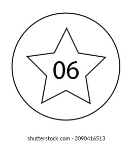 A star icon with six numbers on a white background can be used to make cards.