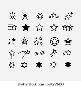 Icono de estrella. Los iconos de Sky, Xmas, favoritos y nocturnos. Estrella de David vector. Estrella brillante. Cinco estrellas