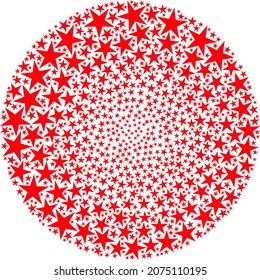 Composición esférica del icono de la estrella. Los símbolos de las estrellas se componen en una estructura de mosaico de rizos esféricos. El mosaico globula redondeado de abstracción se organiza a partir de símbolos de estrellas normales.