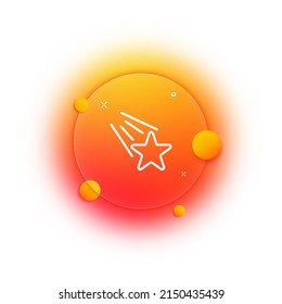 Star icon. Starry sky. Shooting star. Make a wish. Favorites. Planet icon. Gradient blur button with glassmorphism. Clear glass design.