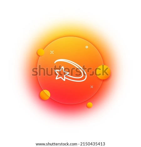 Star icon. Starry sky. Shooting star. Make a wish. Favorites. Planet icon. Gradient blur button with glassmorphism. Clear glass design.