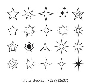 Star icon and symbol element set.  Blink glitter star decorative collection.